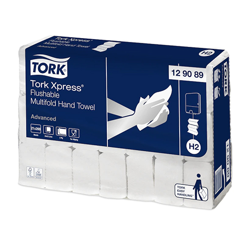 Prosoape de maini pliate in Z, Xpress Flushable Multifold, dizolvabile in apa, Tork