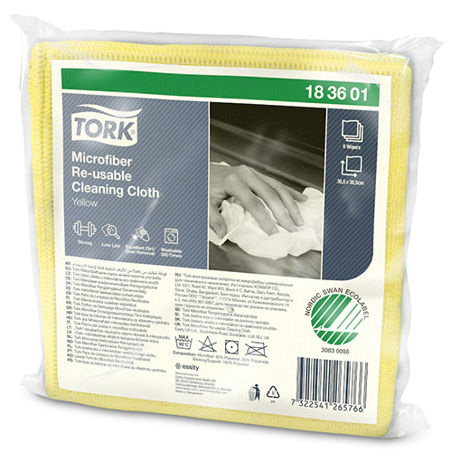 Laveta din microfibra Microfibre Reusable, galben, Tork