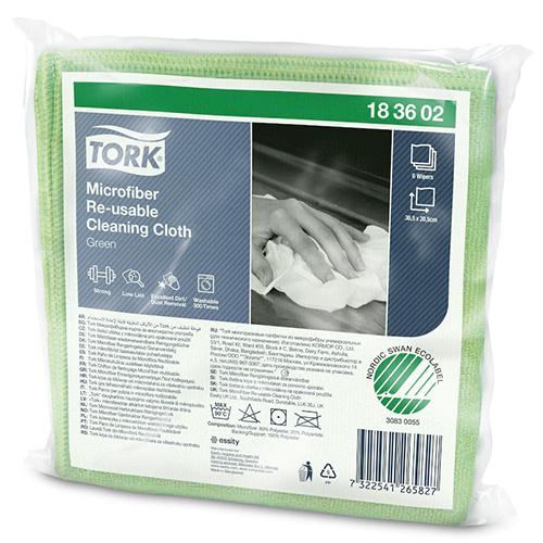Laveta din microfibra Microfibre Reusable, verde, Tork