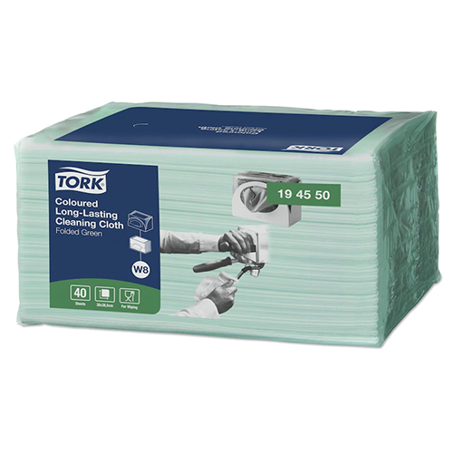 Lavete multifunctionale pliate pentru utilizare indelungata Long-Lasting, Tork, albastru verde 