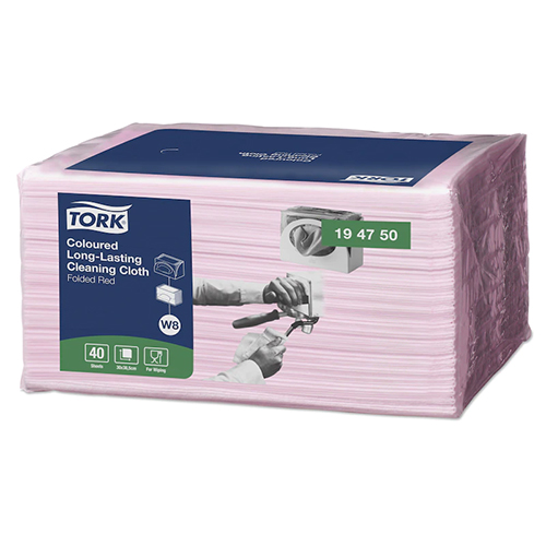 Lavete multifunctionale pliate pentru utilizare indelungata Long-Lasting, Tork, albastru rosu 