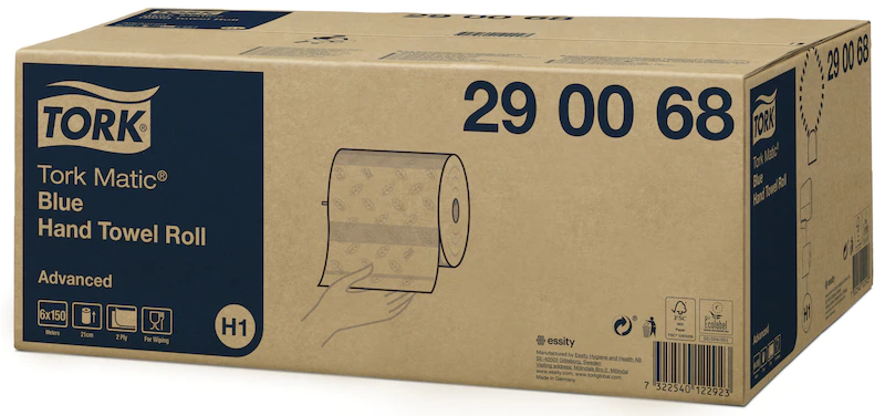 Prosoape de maini din hartie, rola autocut, 150 m, albastre, Tork