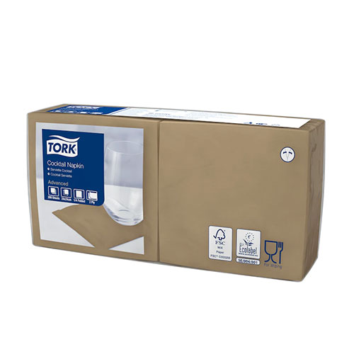 Servetele de masa cocktail 24 x 24 cm , alb, Tork, maro
