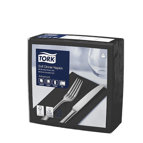 Servetele de masa Dinner 3 straturi 39 x 39 cm 100 buc. Tork, negru