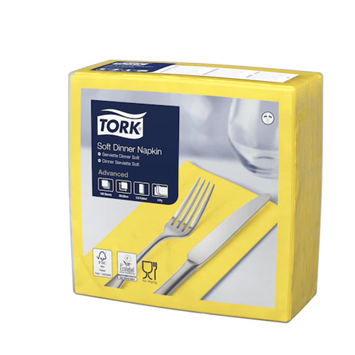 Servetele de masa Dinner 3 straturi 39 x 39 cm 100 buc. Tork, galben lamaie