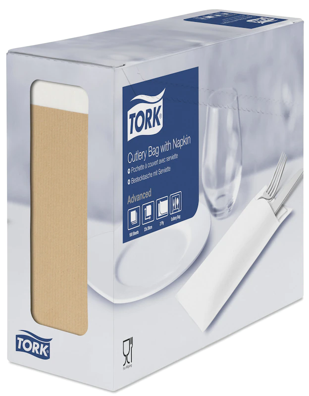 Suport tacamuri cu servetel 39 x 23 cm, Tork, albastru bej 