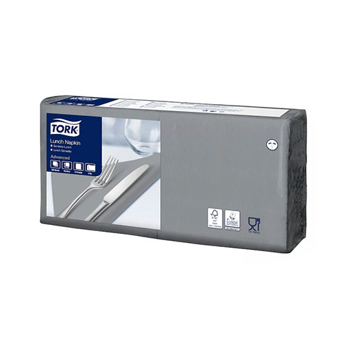 Servetele de masa, 1/4, 33 x 33 cm, Lunch , Alb, Tork, alb gri 
