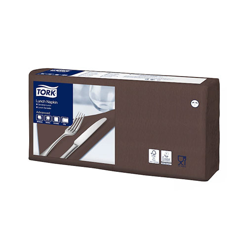Servetele de masa, 1/4, 33 x 33 cm, Lunch , Alb, Tork, alb maro inchis 