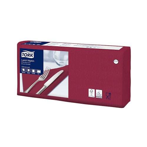 Servetele de masa, 1/4, 33 x 33 cm, Lunch , Alb, Tork, alb bordo 