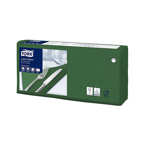 Servetele de masa, 1/4, 33 x 33 cm, Lunch , Alb, Tork, alb verde 