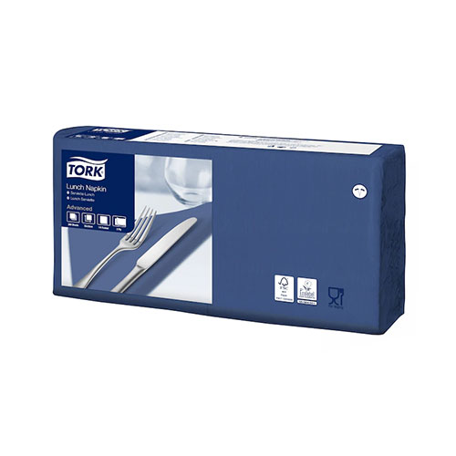 Servetele de masa, 1/4, 33 x 33 cm, Lunch , Alb, Tork, alb albastru inchis 