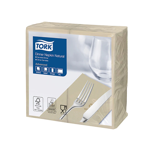 Servetele de masa Dinner impaturite 1/8 - 39 x 39 cm, Tork, natural