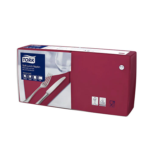 Servetele de masa, 1/4, 33 x 33 cm, Lunch , Alb, Tork, bordo