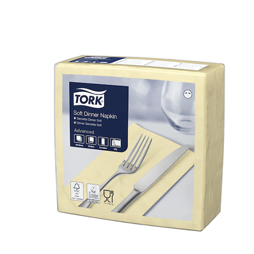 Servetele de masa Dinner 3 straturi 39 x 39 cm 100 buc. Tork, negru galben sampanie 