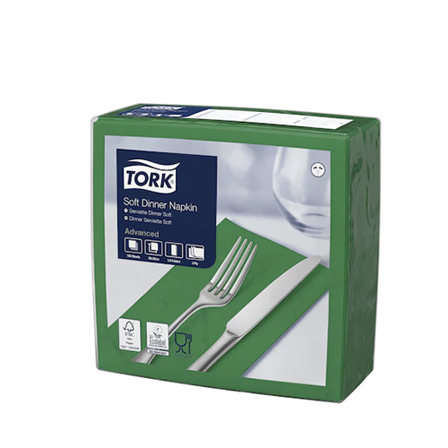 Servetele de masa Dinner 3 straturi 39 x 39 cm 100 buc. Tork, negru verde 