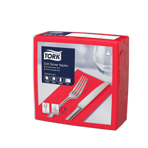 Servetele de masa Dinner 3 straturi 39 x 39 cm 100 buc. Tork, negru rosu 