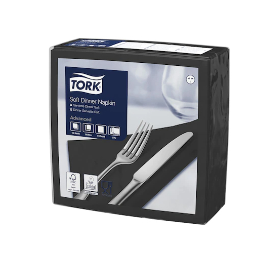 Servetele de masa 3 straturi Dinner 39 x 39 cm 100 buc 1/4, Tork, maro negru 
