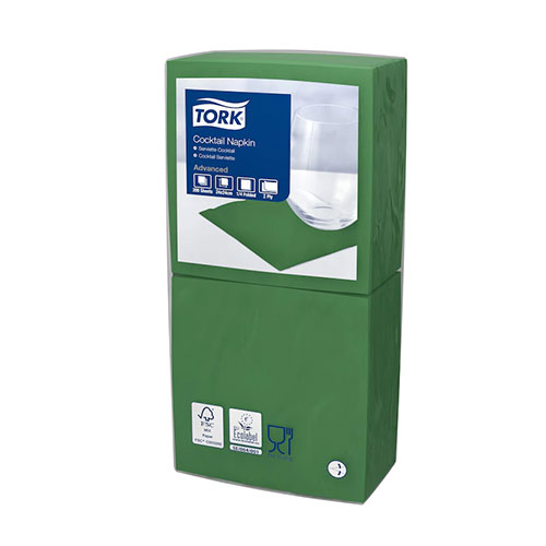 Servetele de masa cocktail 24 x 24 cm , alb, Tork, portocaliu verde 