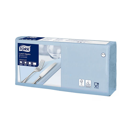 Servetele de masa, 1/4, 33 x 33 cm, Lunch , Alb, Tork, alb albastru 
