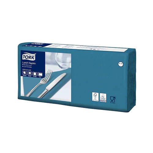 Servetele de masa, 1/4, 33 x 33 cm, Lunch , Alb, Tork, alb smarald 