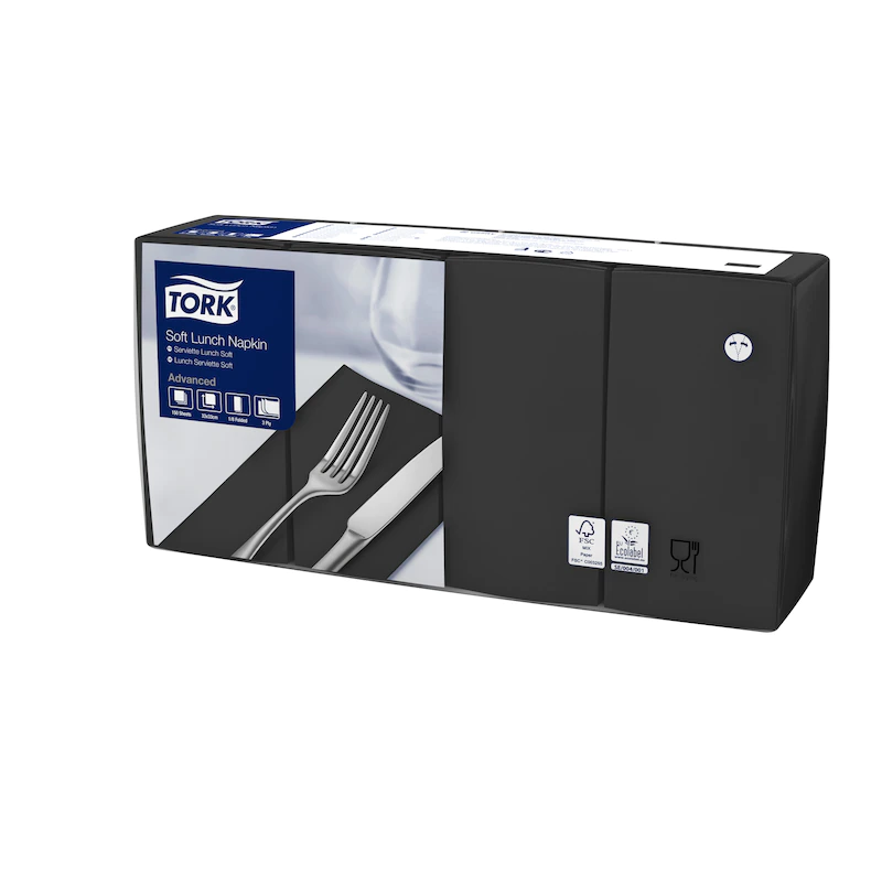 Servetele de masa in 3 straturi 33 x 33 cm, Tork Lunch, alb negru 