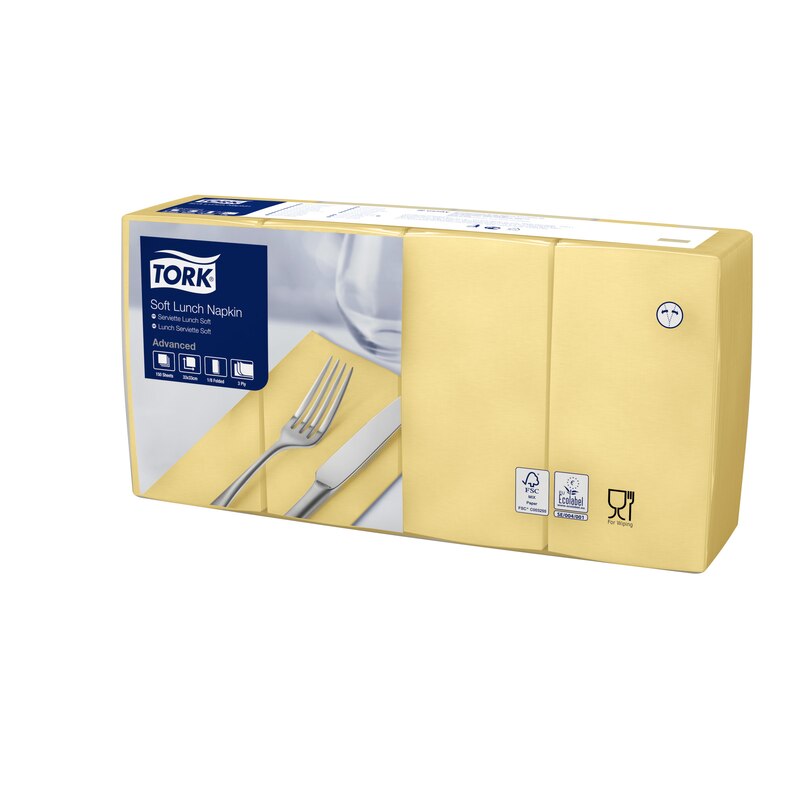 Servetele de masa in 3 straturi 33 x 33 cm, Tork Lunch, alb galben sampanie 
