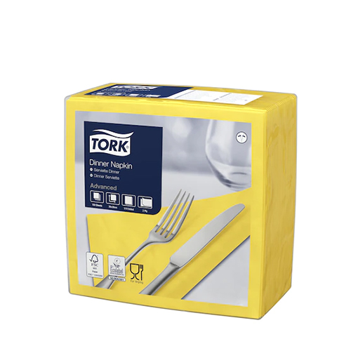Servetele de masa Dinner 2 straturi 39 x 39 cm, Tork, alb galben lamaie 