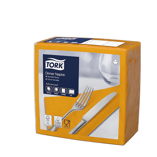 Servetele de masa Dinner 2 straturi 39 x 39 cm, Tork, alb portocaliu 