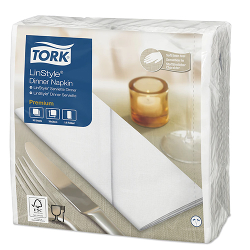 Servetele de masa Premium 39x39 1/8, LinStyle Tork, alb