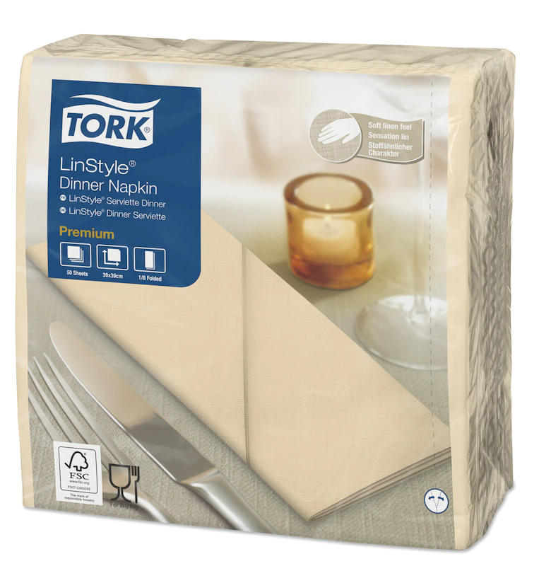 Servetele de masa Premium 39x39 1/8, LinStyle Tork, ivory