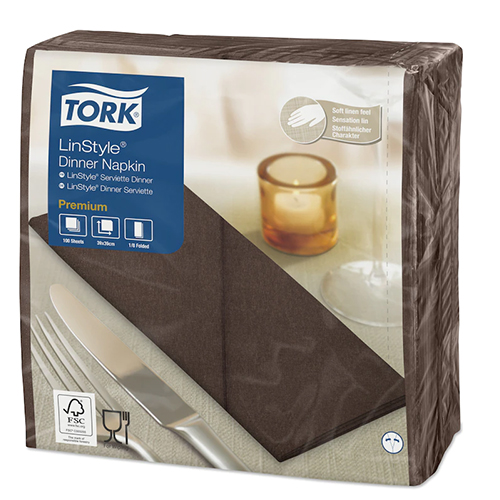 Servetele de masa Premium 39x39 1/8, LinStyle Tork, alb maro 