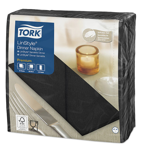 Servetele de masa Premium 39x39 1/8, LinStyle Tork, alb negru 
