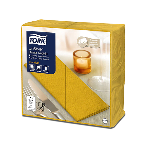 Servetele de masa Premium 39x39 1/8, LinStyle Tork, alb galben 