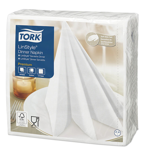 Servetele de masa Premium 39x39 impaturite LinStyle1/4, Tork, alb