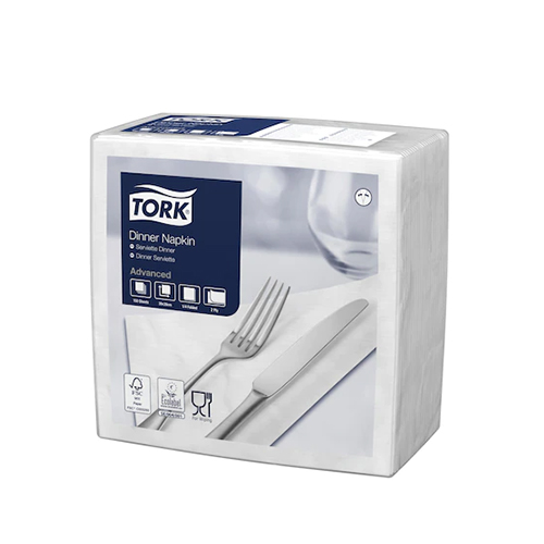 Servetele de masa Dinner 2 straturi 39 x 39 cm, Tork, alb