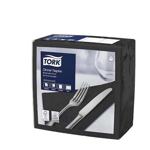 Servetele de masa Dinner 2 straturi 39 x 39 cm, Tork, alb negru 