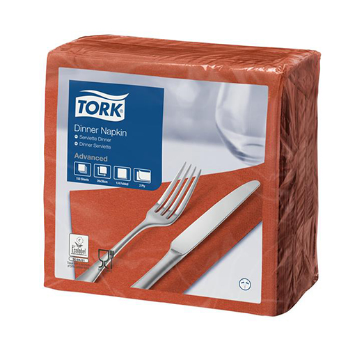 Servetele de masa Dinner 2 straturi 39 x 39 cm, Tork, alb caramiziu 
