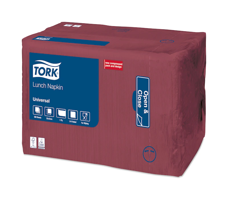 Servetele de masa 33 x 33 cm, Tork, natural bordo 
