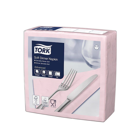 Servetele de masa 3 straturi Dinner 39 x 39 cm 100 buc 1/4, Tork, roz