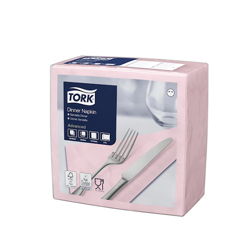 Servetele de masa Dinner 2 straturi 39 x 39 cm, Tork, alb roz 