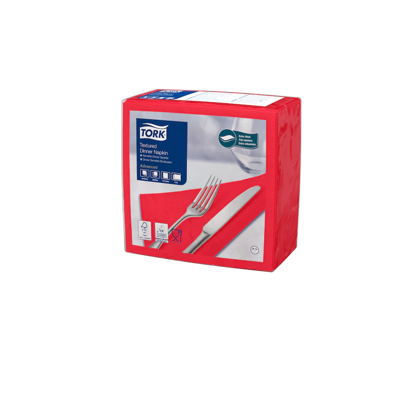 Servetele de masa Dinner 39 x 39 cm 50 buc. alb 1/4, Tork, rosu
