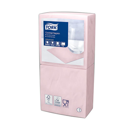 Servetele de masa cocktail 24 x 24 cm , alb, Tork, portocaliu roz 