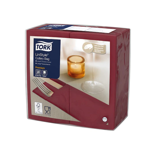 Suport tacamuri tip servetel Premium 39x39 cm, Tork, alb bordo 