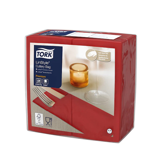 Suport tacamuri tip servetel Premium 39x39 cm, Tork, alb rosu 