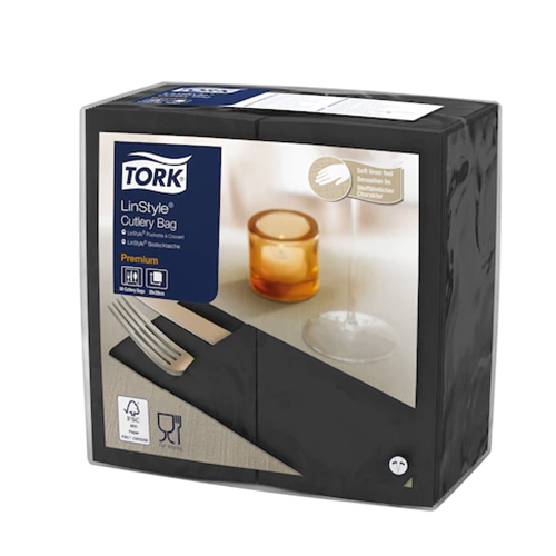 Suport tacamuri tip servetel Premium 39x39 cm, Tork, alb negru 