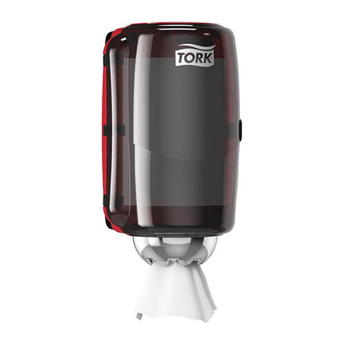 Dispenser prosoape de maini cu derulare centrala, rosu-negru, Tork