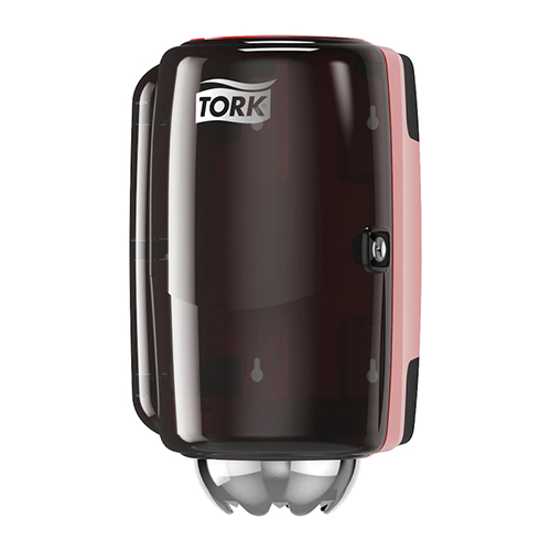 Dispenser prosoape de maini cu derulare centrala, rosu-negru, Tork