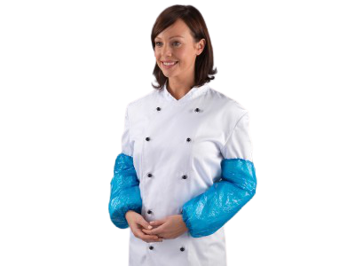 Mansete din polietilena albe, set 100 bucati - Global Hygiene, alb albastru 