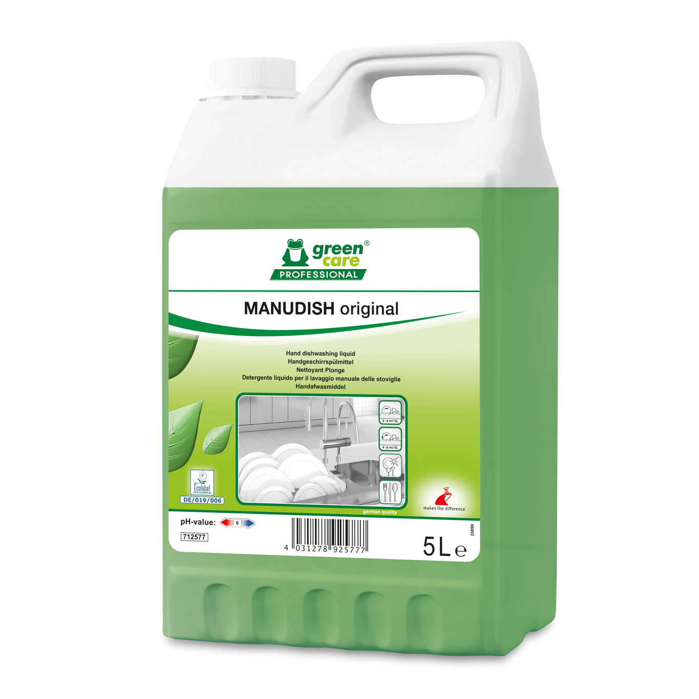 Detergent manual lichid de vase, 5L, Manudish Original, Tana Professional