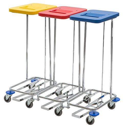 Carucior colectare lenjerie Meditrans triple cu pedala, Vermop